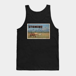 Greetings from Wyoming - Vintage Travel Postcard Design Tank Top